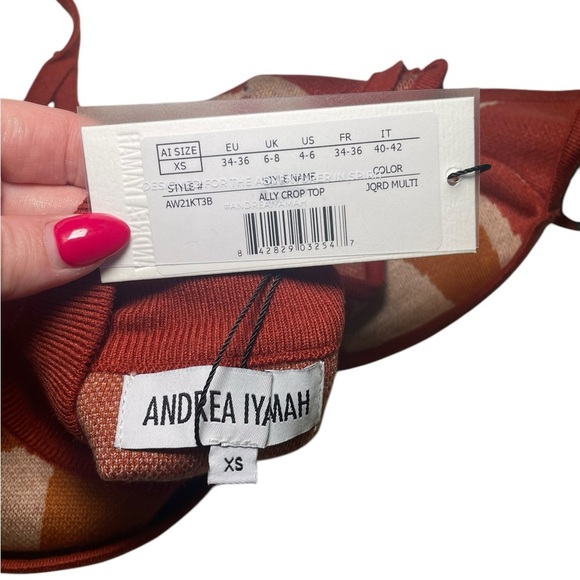 Andrea Iyamah Caro Print Ally Knit Crop Top XS NWT Merino Wool Blend - Picture 5 of 6